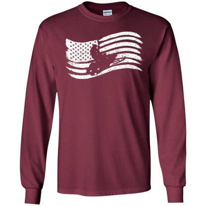 Snowmobile Rider T-shirt American Flag Maroon