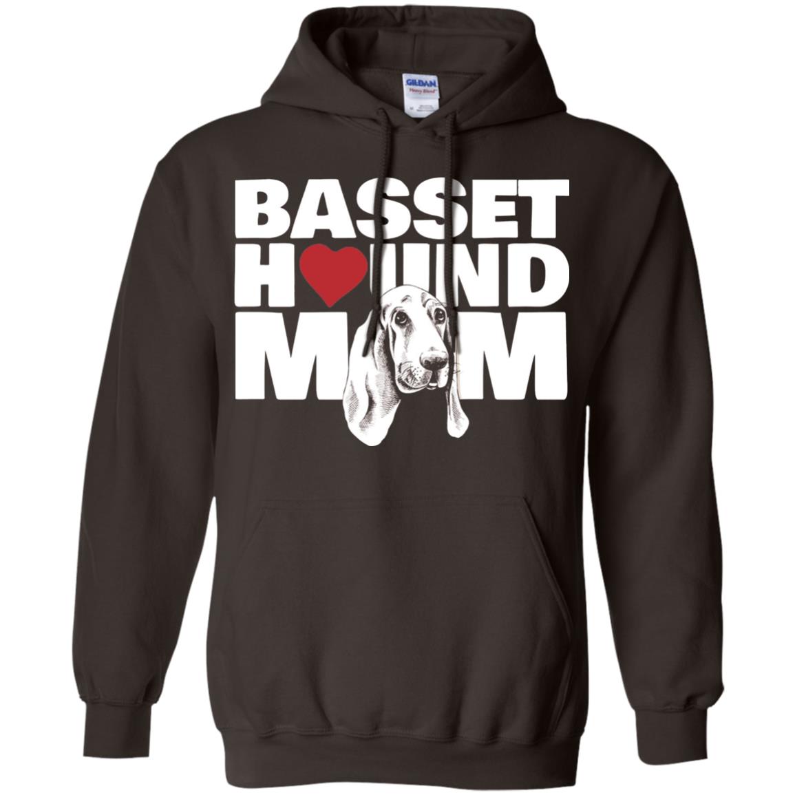 Basset Hound Mom Heart T-shirt Dark Chocolate