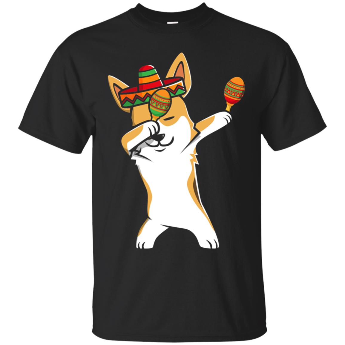 Dabbing Corgi Funny Cinco De Mayo T-shirt Black