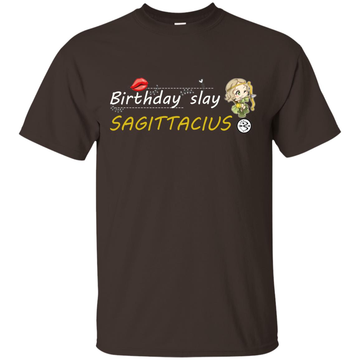 Cute Sagittarius Girl Birthday Lip Slay T-shirt Dark Chocolate