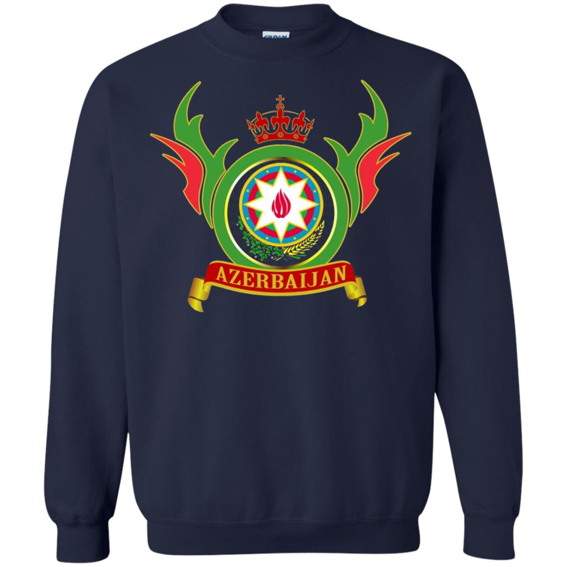 Azerbaijan Arms Coat Flag T-shirt Navy