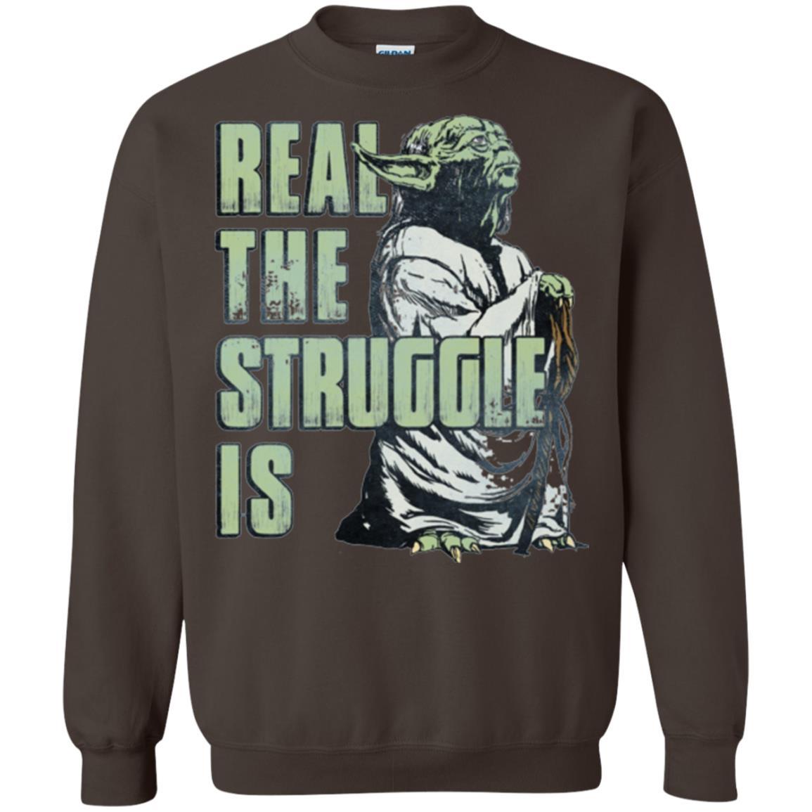 Film T-shirt Star Wars Yoda Real The Struggle Is Graphic Dark Chocolate