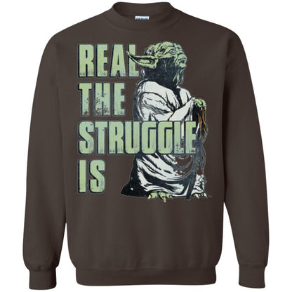 Film T-shirt Star Wars Yoda Real The Struggle Is Graphic Dark Chocolate