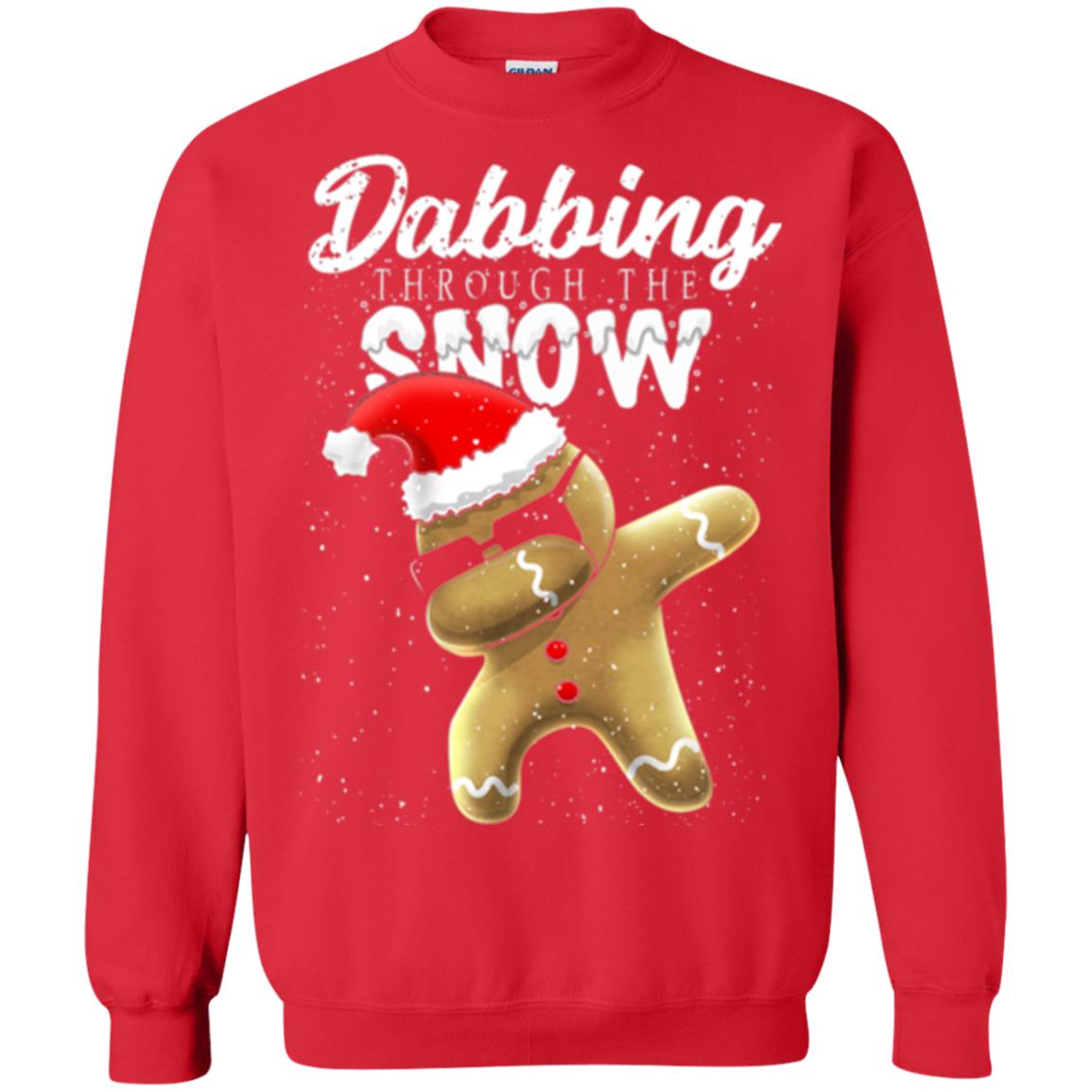 Dabbing Gingerbread T-shirt Dabbing Through The Snow Red