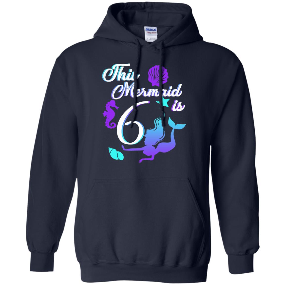 6th Birthday Shirt This Mermaid Is 6 Navy