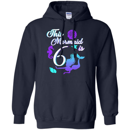 6th Birthday Shirt This Mermaid Is 6 Navy