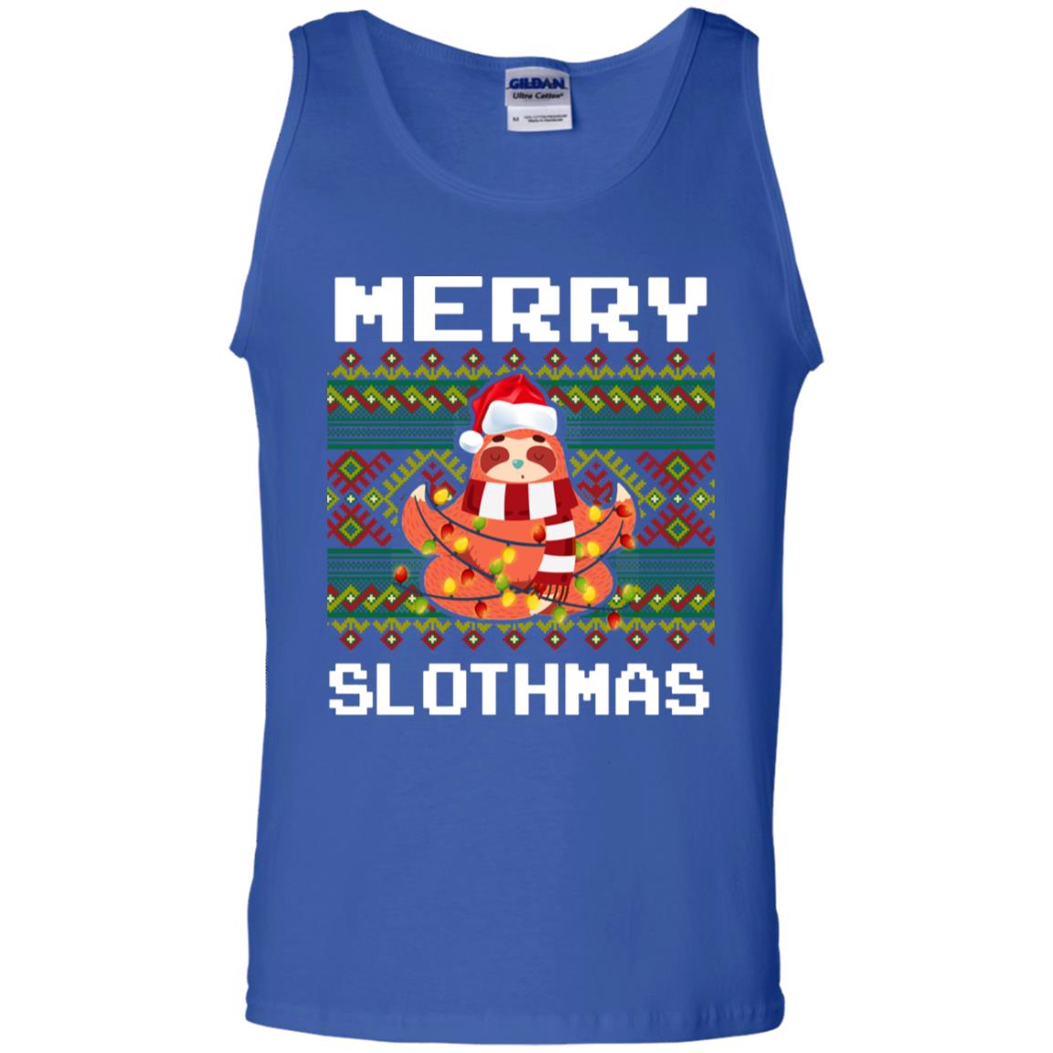 Merry Slothmas Funny Sloth Lovers Ugly Sweater X-mas Gift Shirt Royal