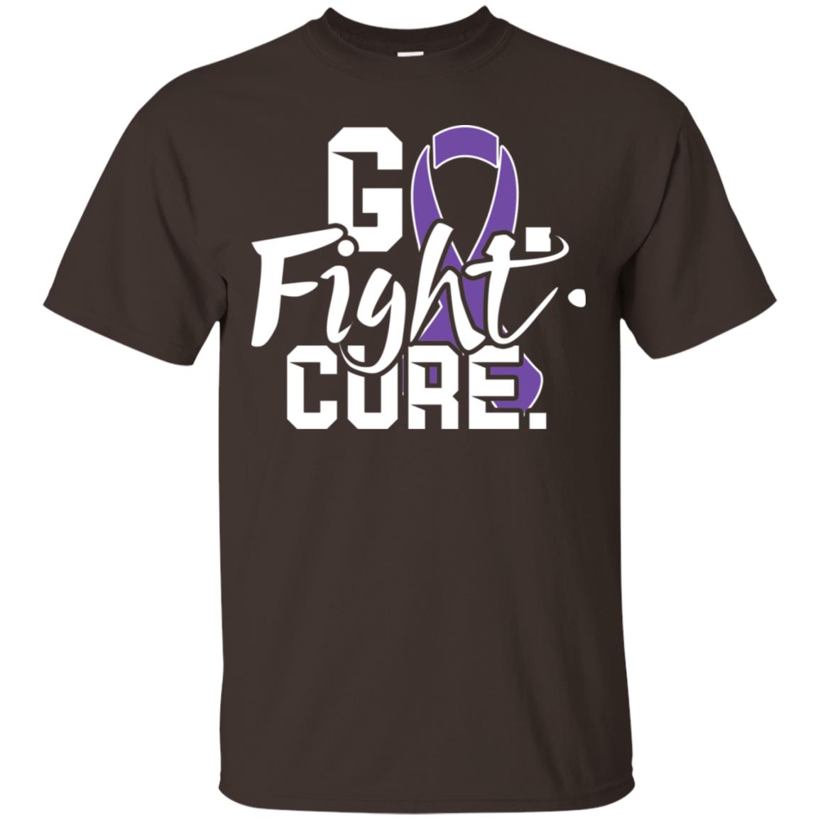 Pancreatic Leiomyosarcoma Awareness Go Fight Cure Purple Ribbon Shirt Dark Chocolate