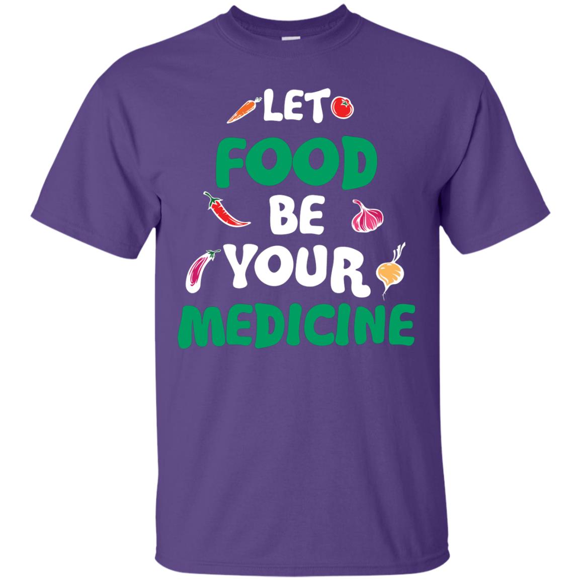 Vegetarian T-shirt Let Food Be Your Medicine Purple