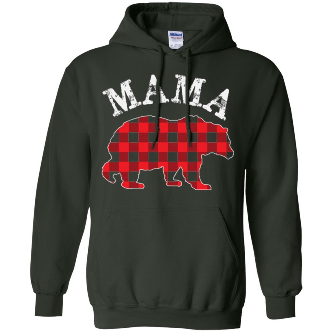 Mama T-shirt Red Plaid Mama Bear Forest Green
