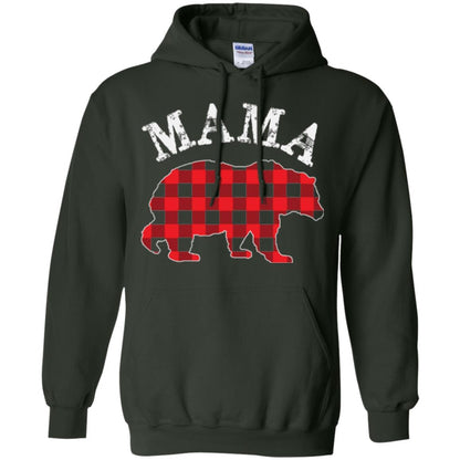 Mama T-shirt Red Plaid Mama Bear Forest Green
