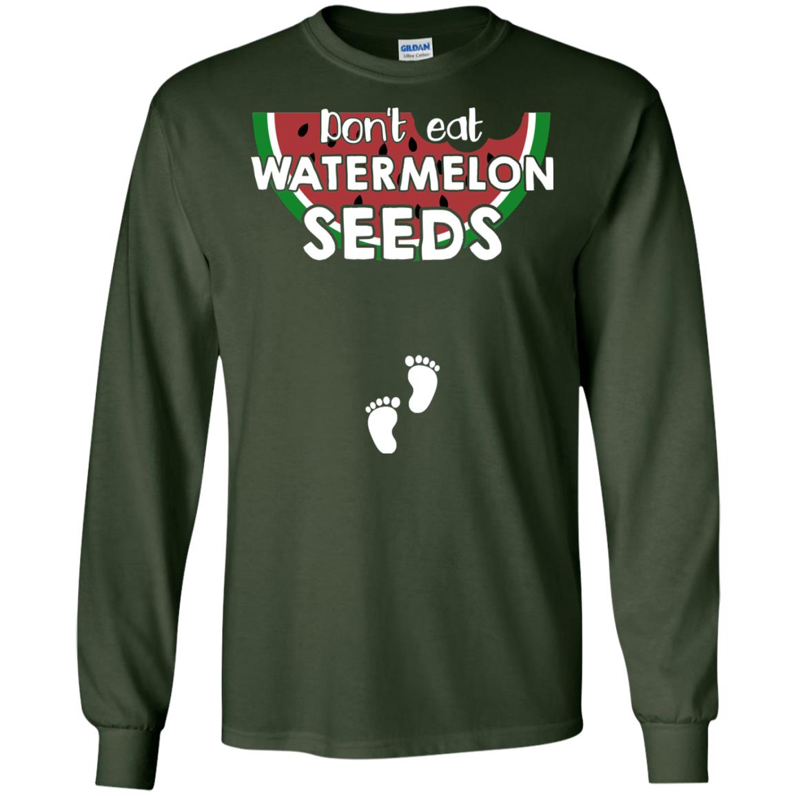 Don_t Eat Watermelon Seeds Pregnancy Announcement Shirt Forest Green