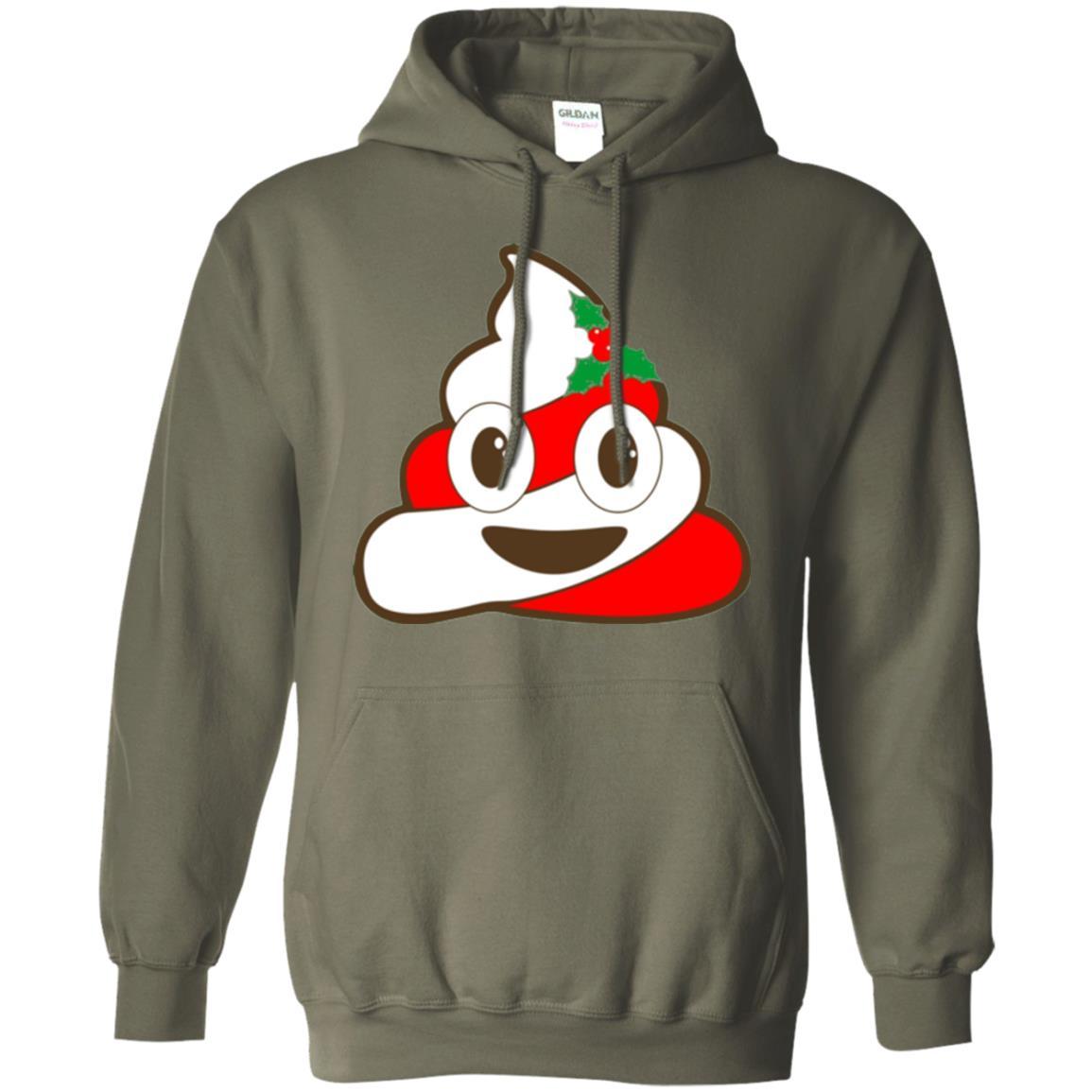 Funny Christmas T-shirt Poop Emojis Christmas Military Green