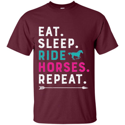 Horseback Lovers T-shirt Eat Sleep Ride Horses Repeat Maroon