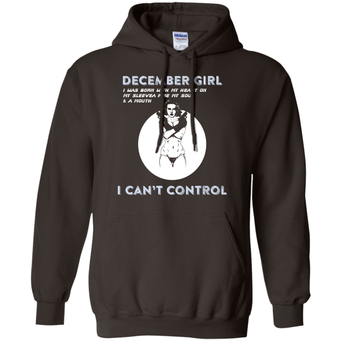 December Girl I Was Born With My Heart T-shirt Dark Chocolate