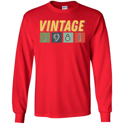 Vintage 1981 37th Birthday Gift Shirt For Mens Or Womens Red