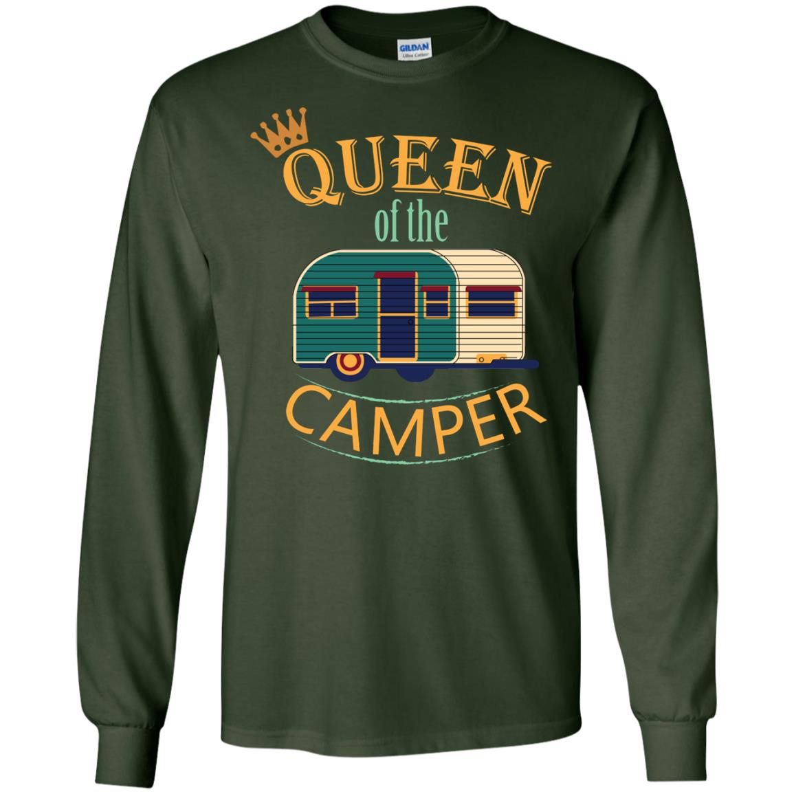 Queen Of The Camper Camping Lover Shirt Forest Green