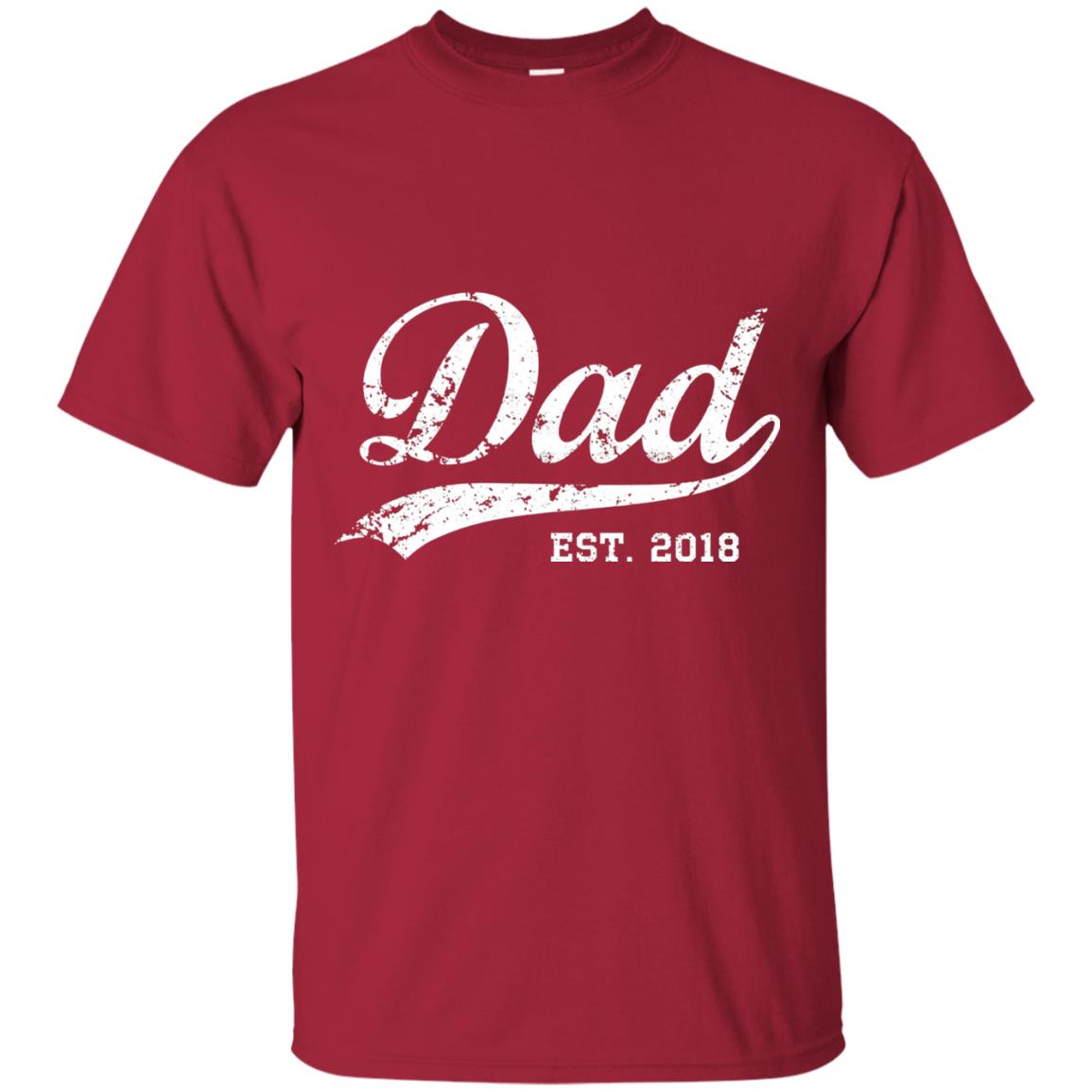 Dad Est. 2018 Vintage New Dad Daddy T-shirt Cardinal