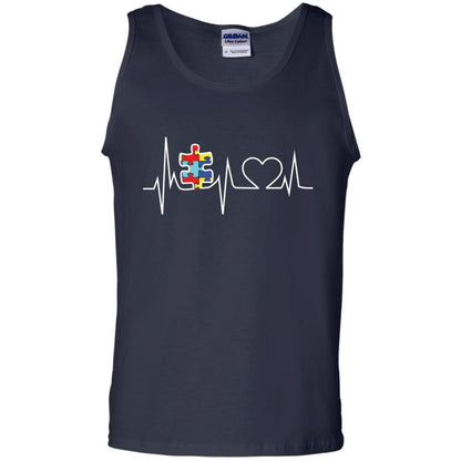 Autism Puzzle Heartbeat Autism Awareness Shirt Navy