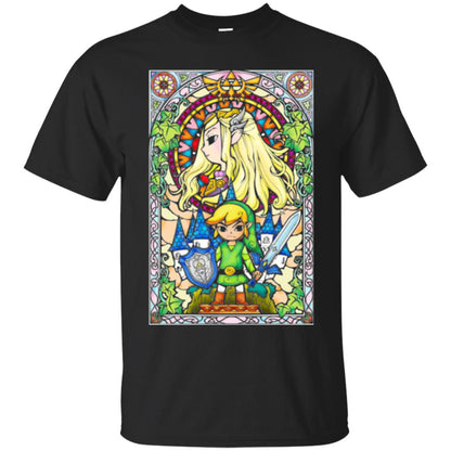 Nintendo Zelda Link T-shirt The Princess Stained Glass Black