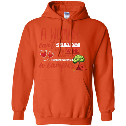 A Woman Cannot Survive On Wine Alone, She Also Needs A Camper Shirt Orange