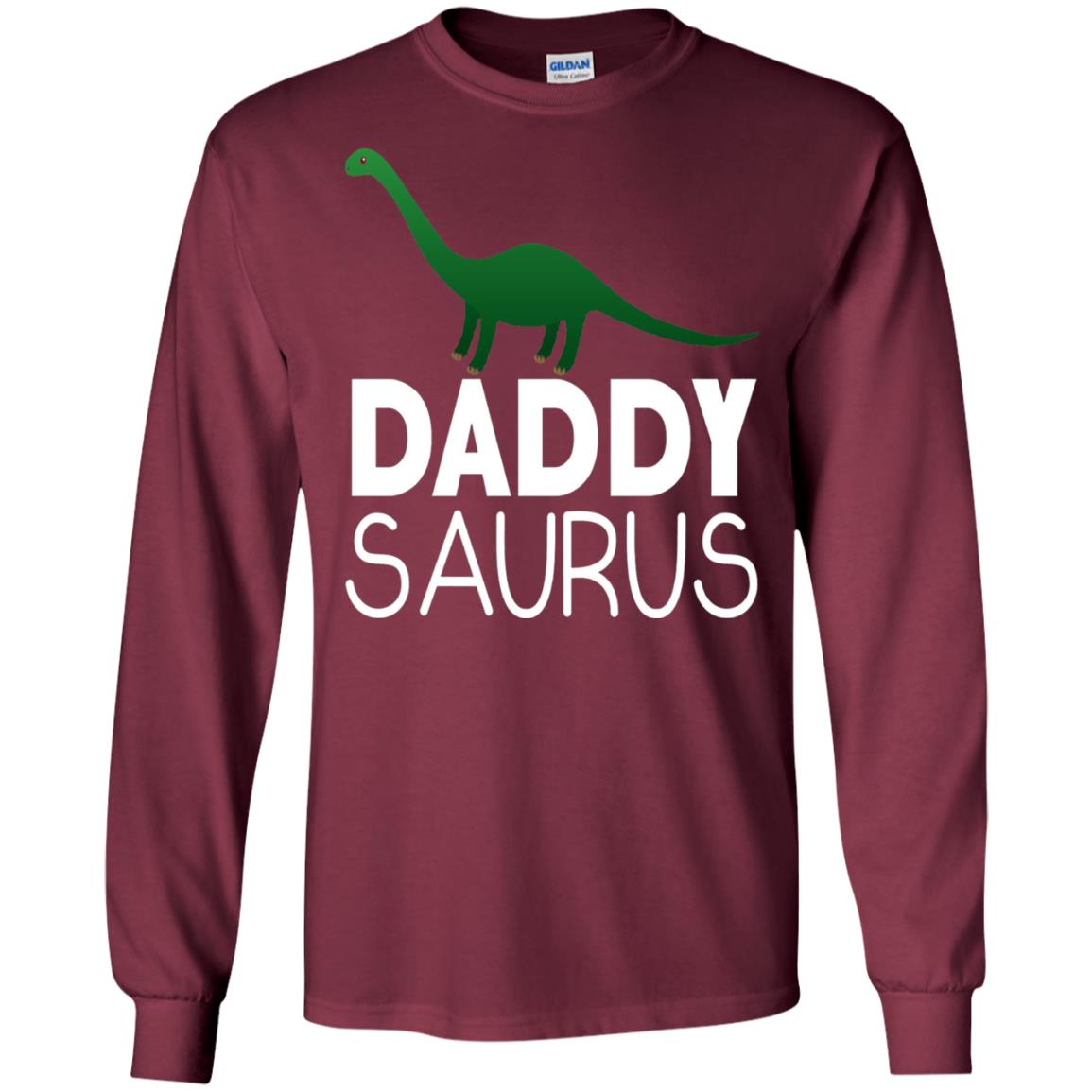 Daddy Saurus Dinosaur Matching Daddy T-shirt Maroon