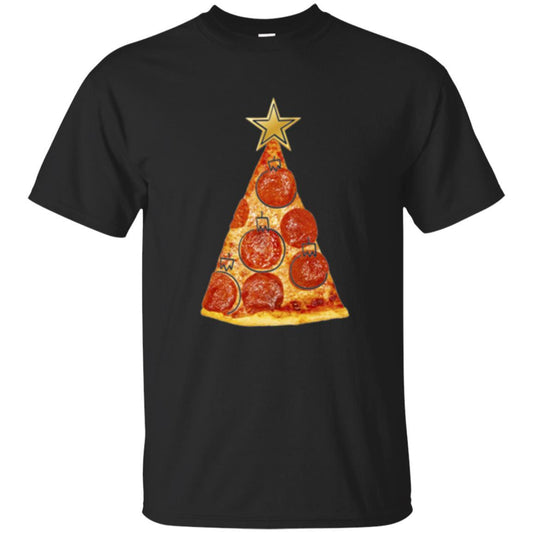 Merry Christmas T-shirt Pizza Slice Christmas Tree Black