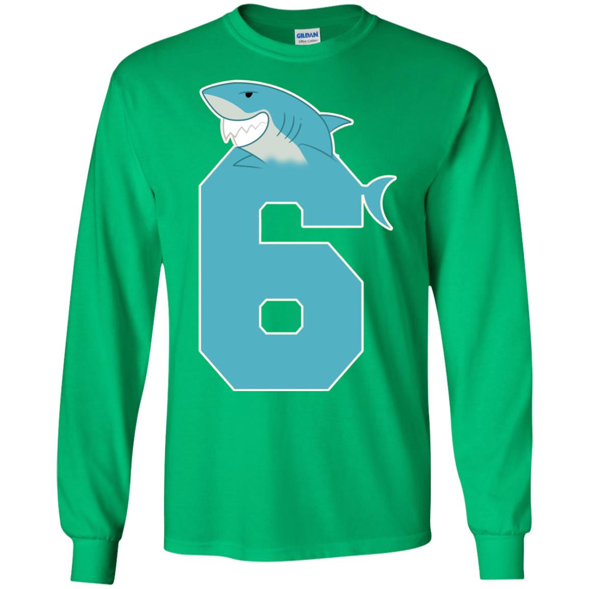 6th Birthday Shark Party Shirt Irish Green