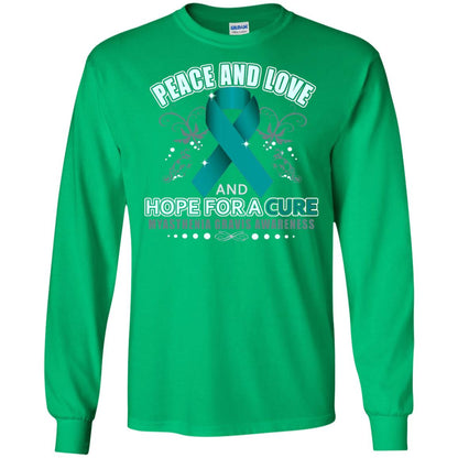 Myasthenia Gravis Awareness T-shirt Peace Love And Hope Irish Green