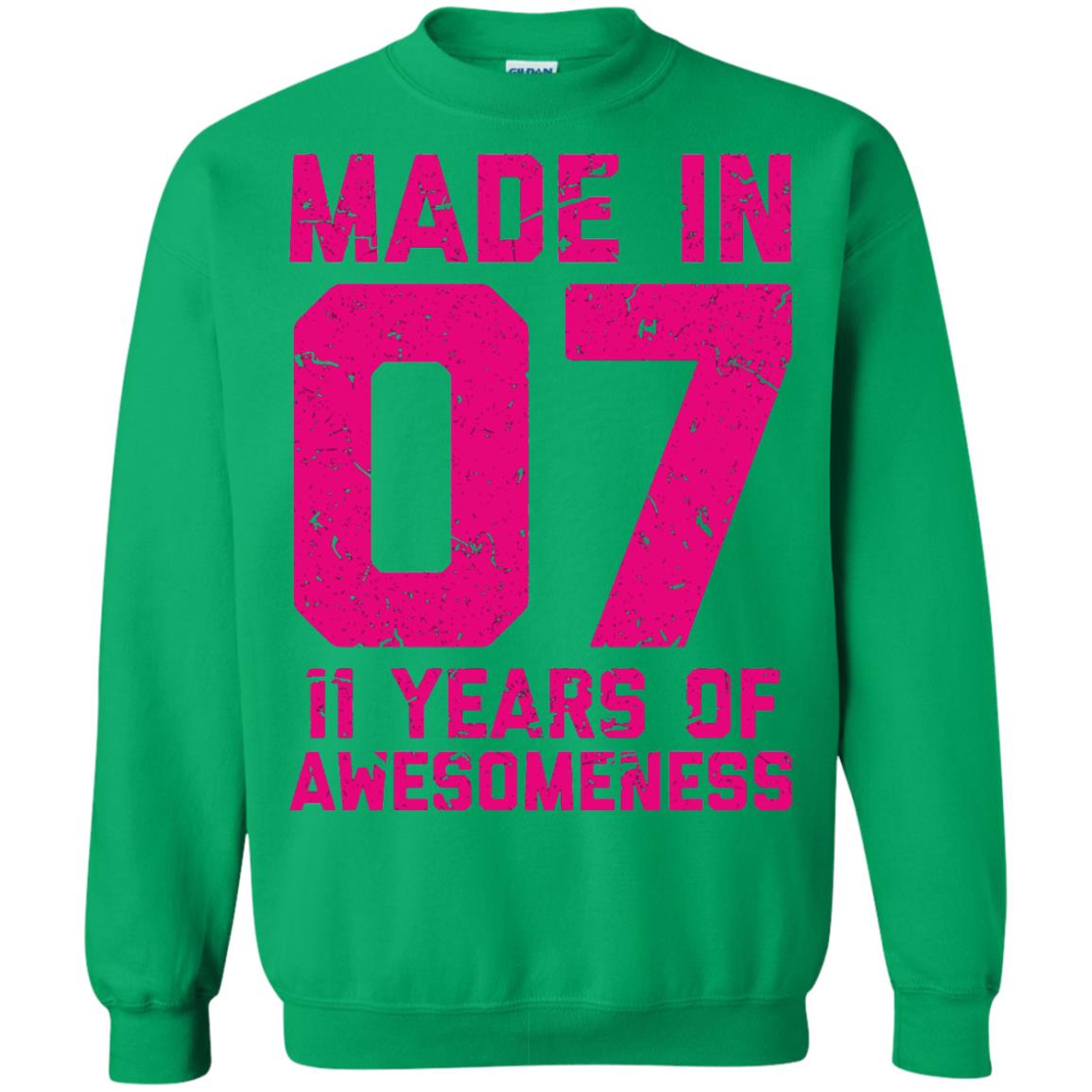 Made In 07 Age 11 Eleven Years Of Awesomeness T-shirt Irish Green
