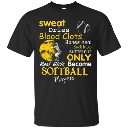 Softball Shirt Real Girls Become Softball Players Black