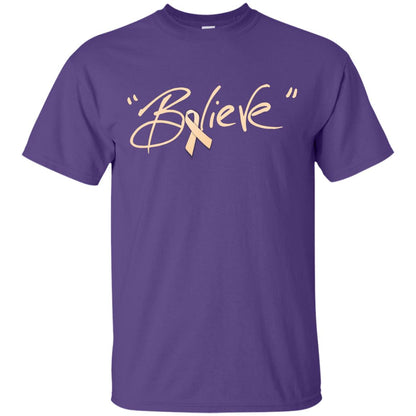 Uterine Cancer Awareness Shirt Peach Ribbon Believe Purple