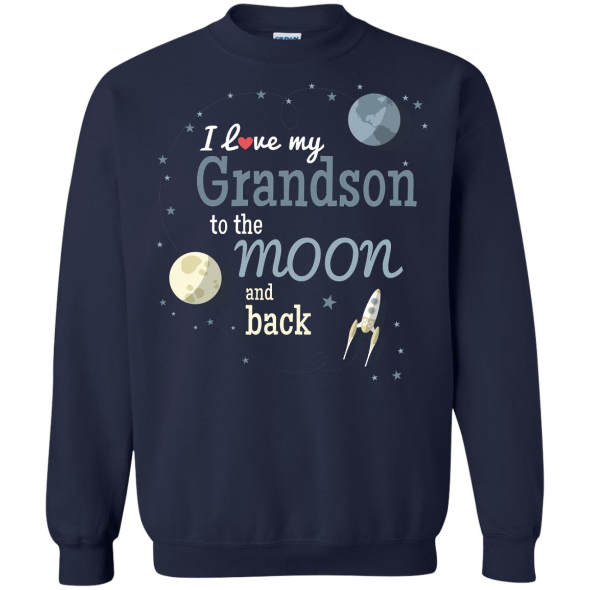 I Love My Grandson To The Moon And Back Grandparents Shirt Navy