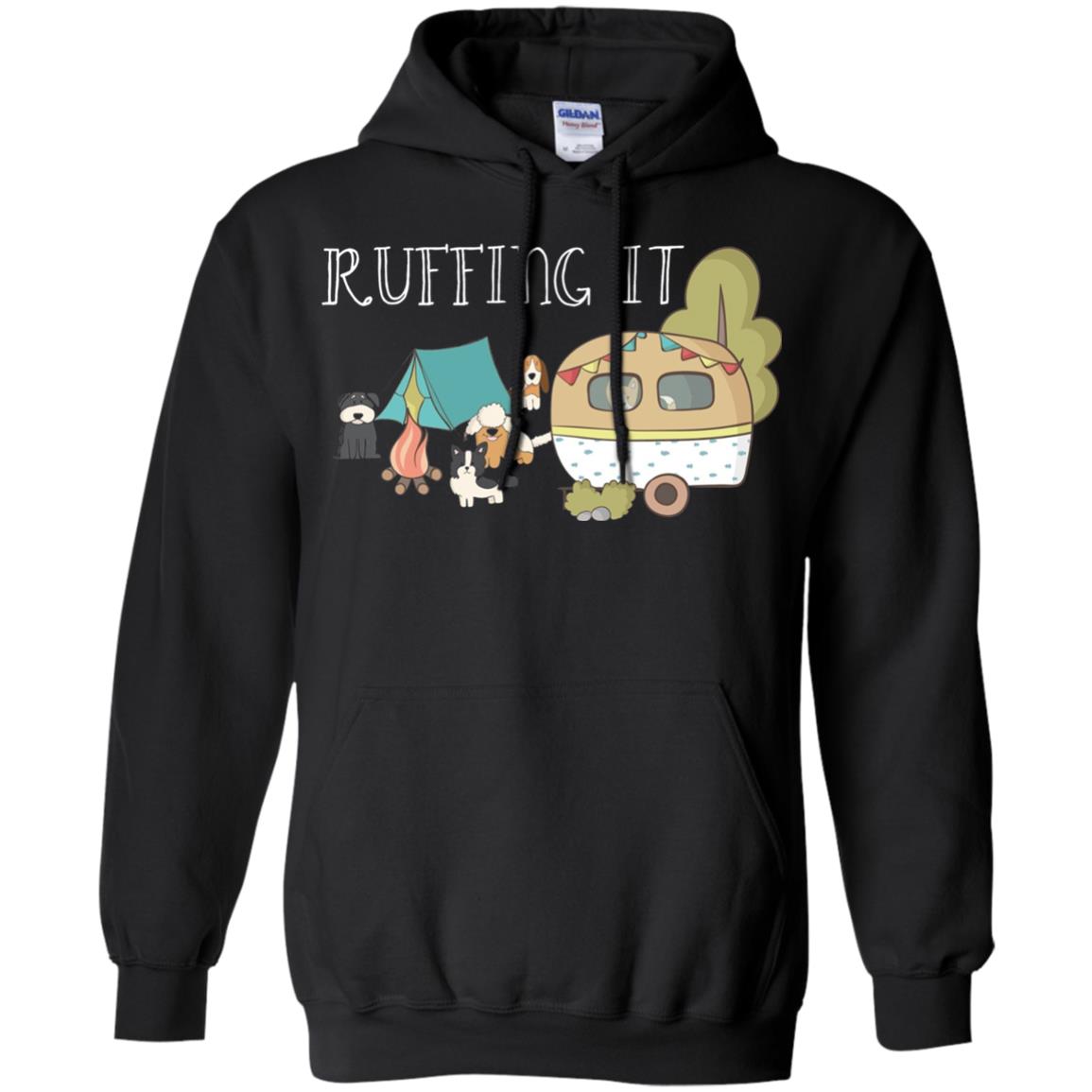 Ruffing It Camping With Dogs Camper T-shirt Black