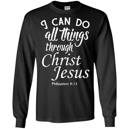 Christian T-shirt I Can Do All Things Through Christ Jesus Black