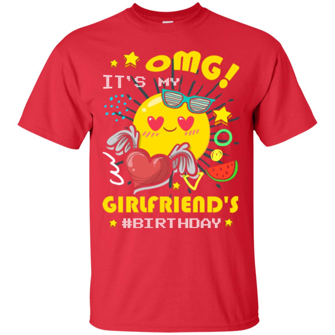 Boyfriend T-shirt Omg It's My Girlfriend's #birthday Red