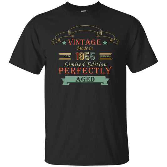 Vintage Made In Old 1955 Original Limited Edition Perfectly Aged 63th Birthday T-shirt Black