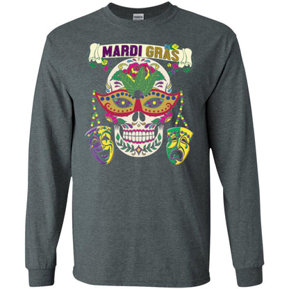 Mardi Gras Skull T-shirt Dark Heather