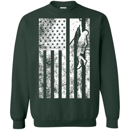 Rock Climbing T Shirt - Rock Climbing Flag Of United States T-shirt Forest Green