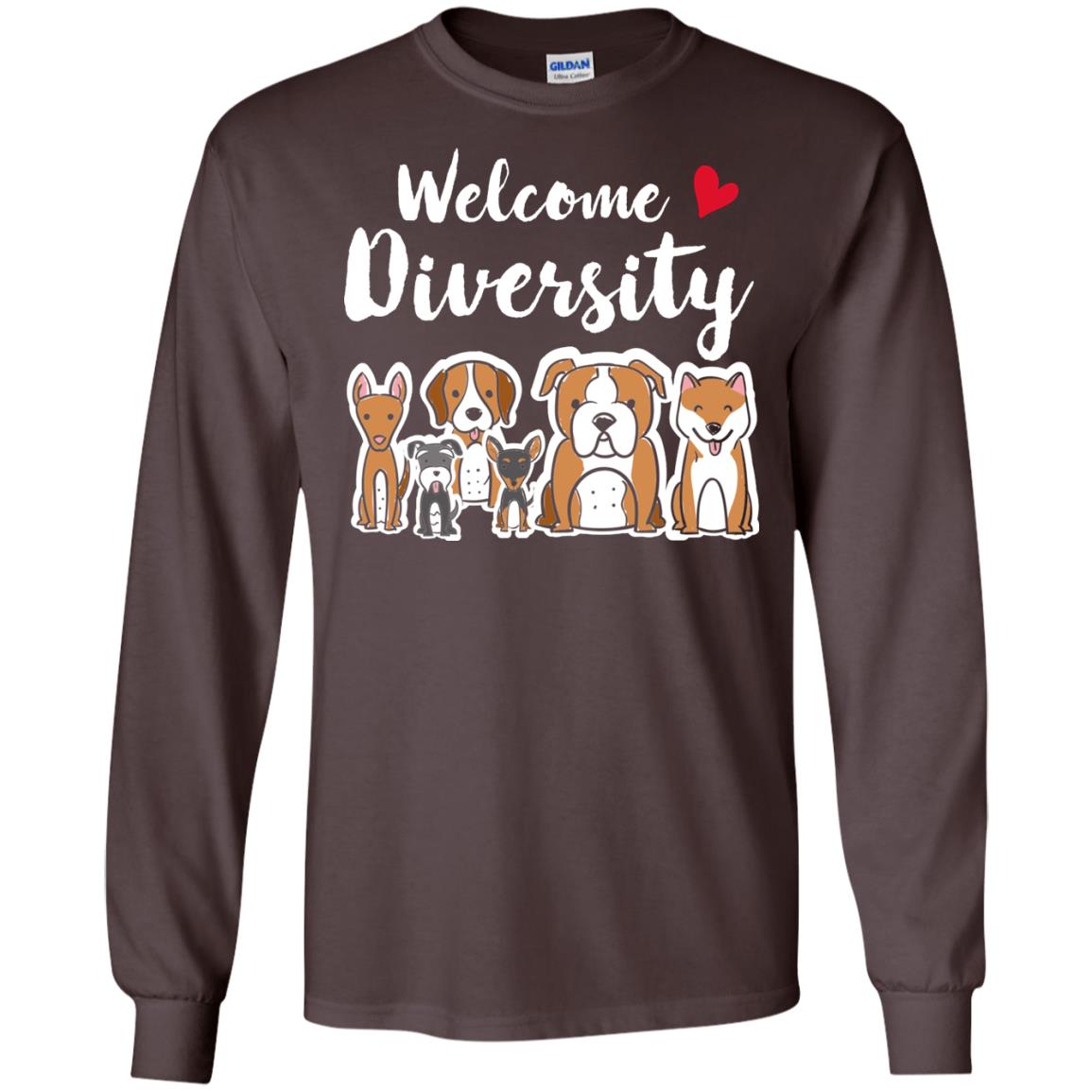 Dog Lover T-shirt Welcome Diversity Dark Chocolate