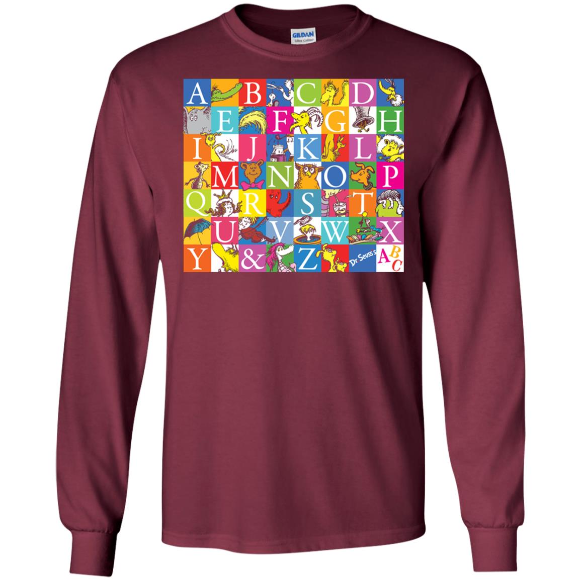 Dr. Seuss A To Z Gift Shirt For Funny Man Maroon