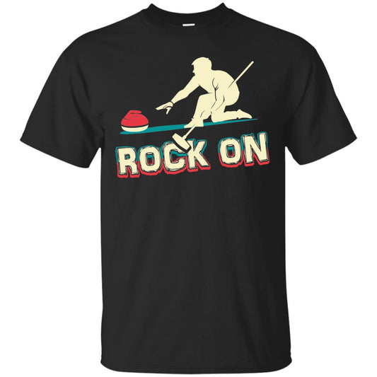 Curling Winter Lover T-shirt Rock On Curling Winter Sports Black
