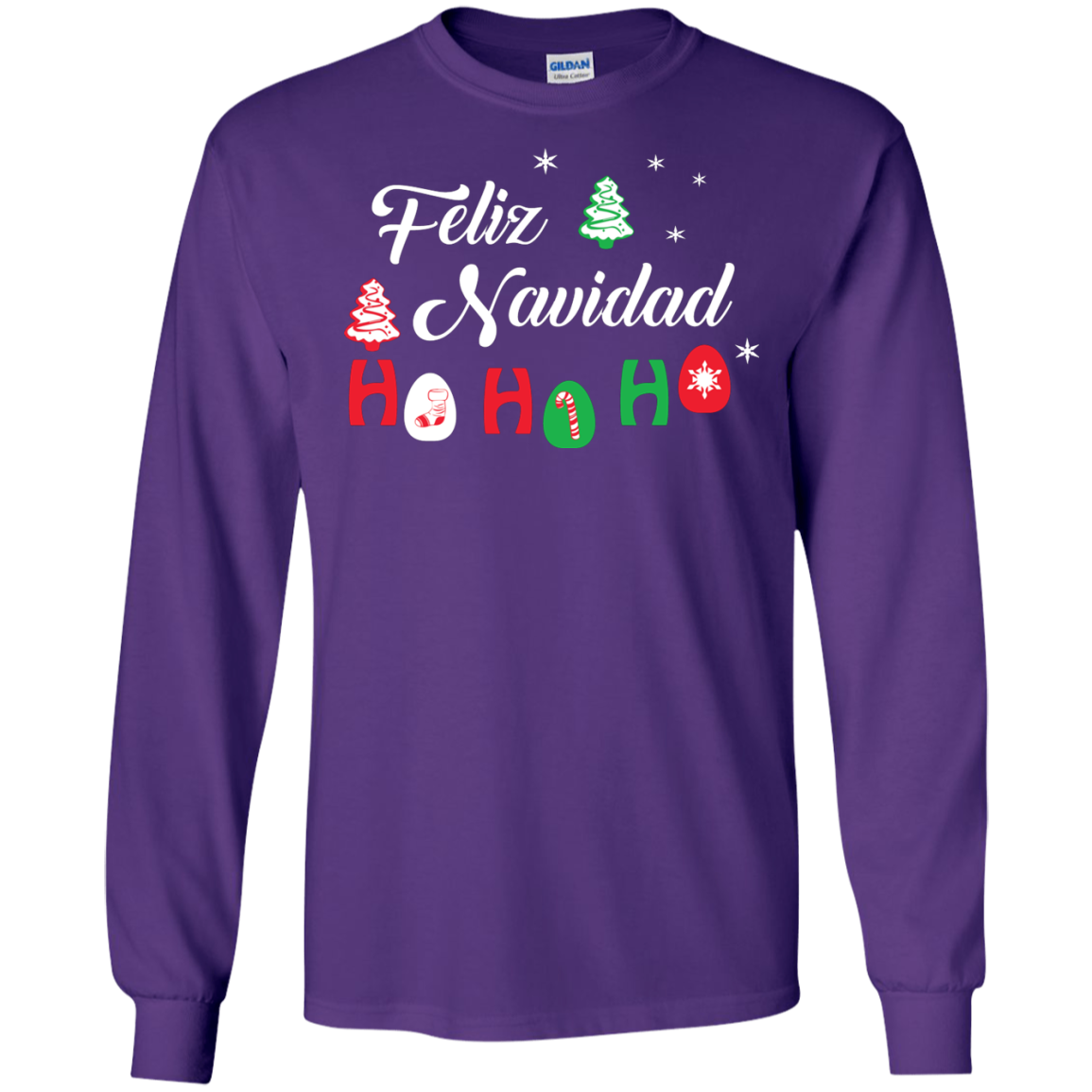 Chirstmas T-Shirt Feliz Navidad Ho Ho Ho Purple