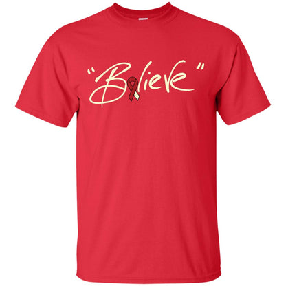 Head And Neck Cancer Awareness Shirt Burgundy Ivory Ribbon Believe Red