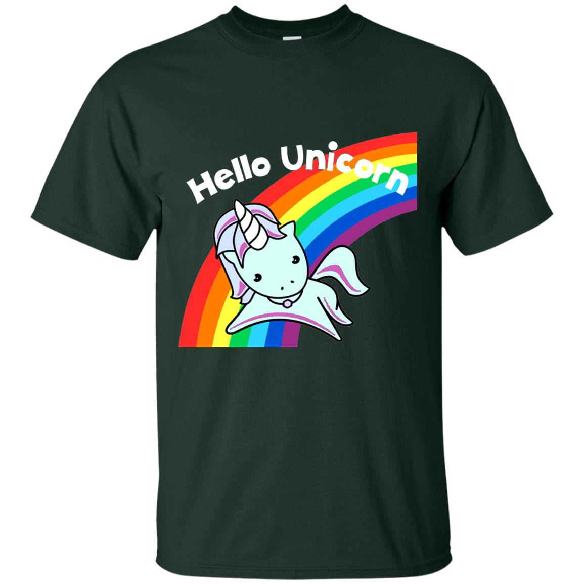 Pink Hello Unicorn Rainbow Unicorn Lover T-shirt Forest