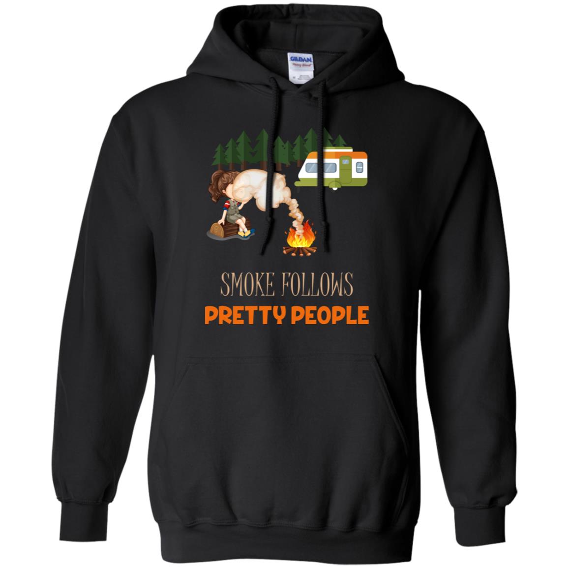 Smoke Follows Pretty People Camping Bbq Gift Shirt Black