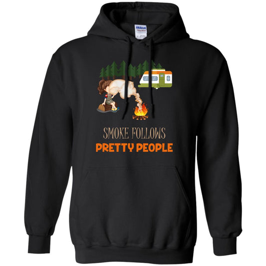 Smoke Follows Pretty People Camping Bbq Gift Shirt Black