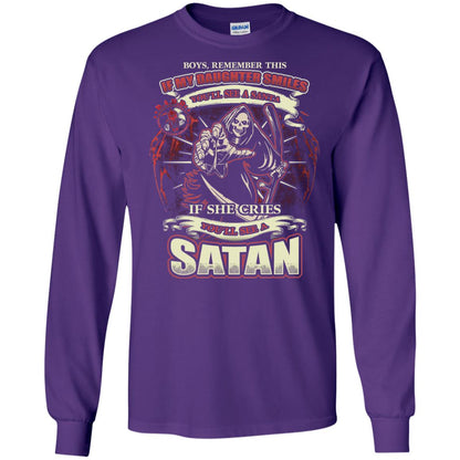 Boys Remember This If My Daughter Smiles You Will See A Santa If She Cries You Will See A Satan Purple