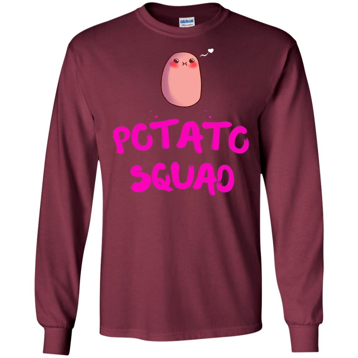 Cute Potato Squad T-shirt I Love Potato Maroon