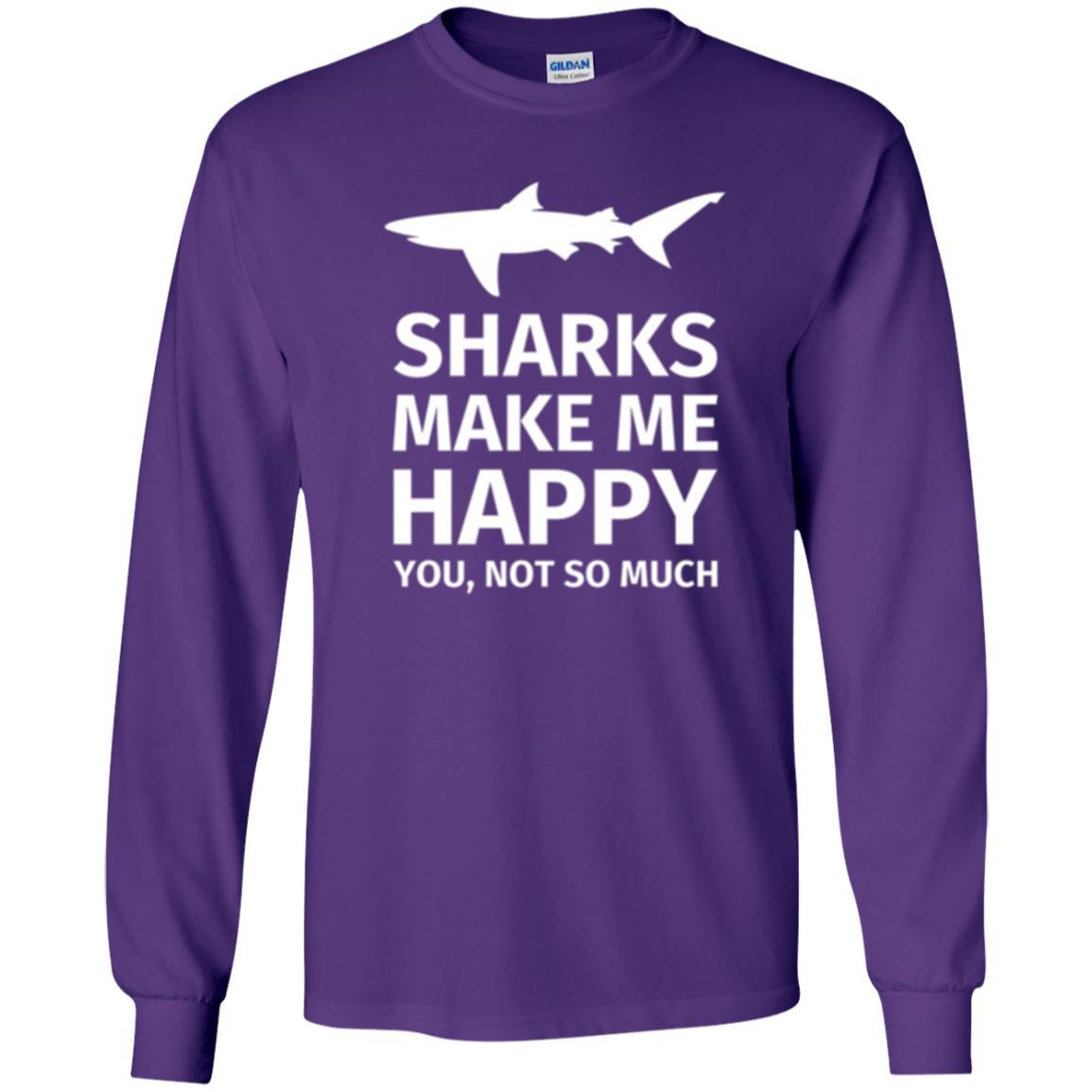 Shark Lover T-shirt Sharks Make Me Happy You Not So Much Purple